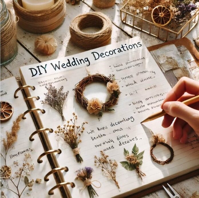 Selbstgemachte Dekoration zur Hochzeit