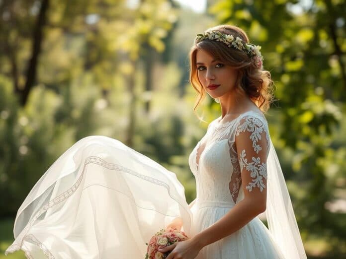 romantisches Boho Brautkleid