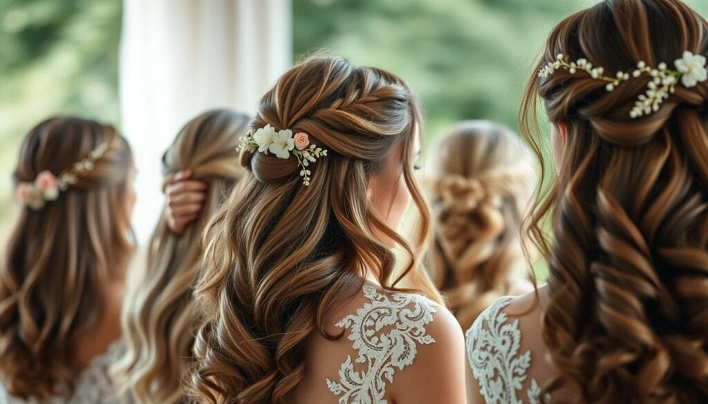 Brautfrisur Styling für verschiedene Haartypen