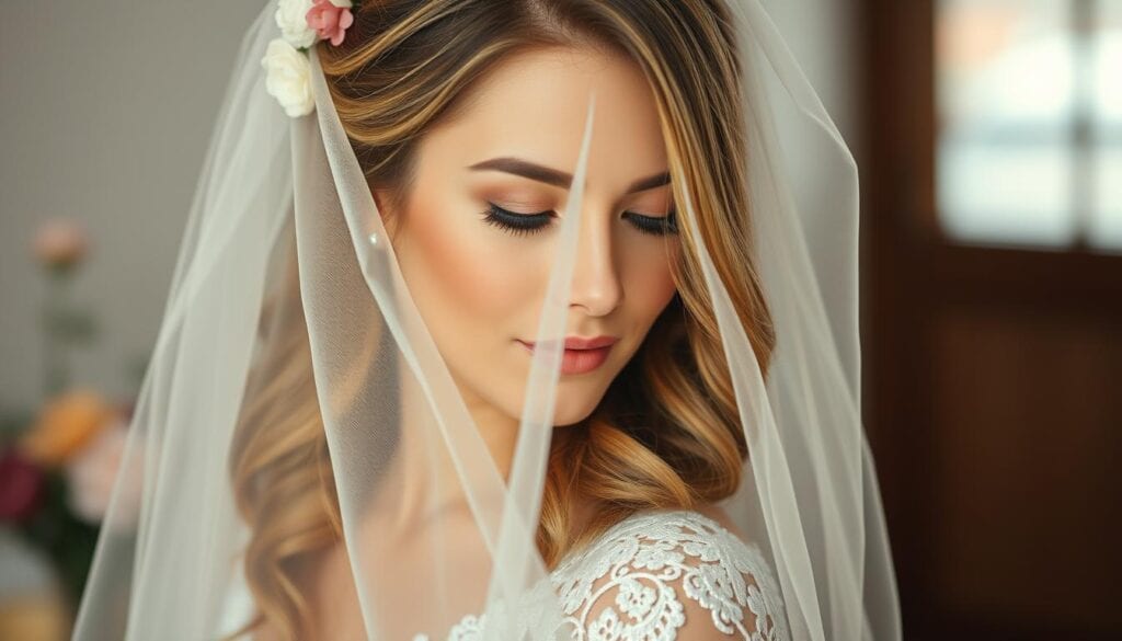 Lockere Brautfrisuren mit Schleier