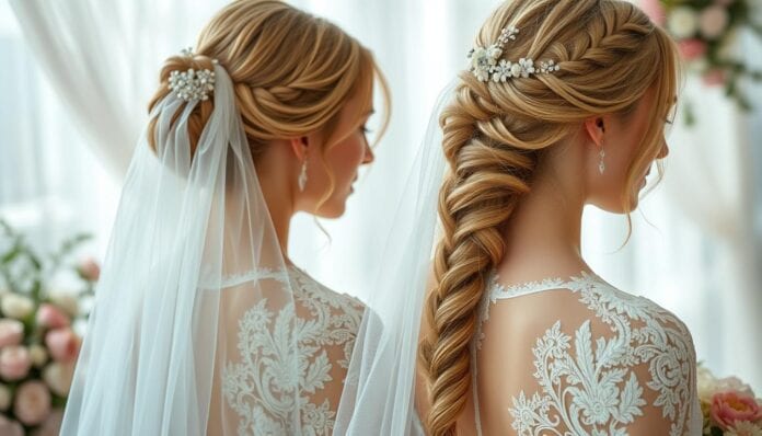 Lockere Brautfrisuren mit Schleier