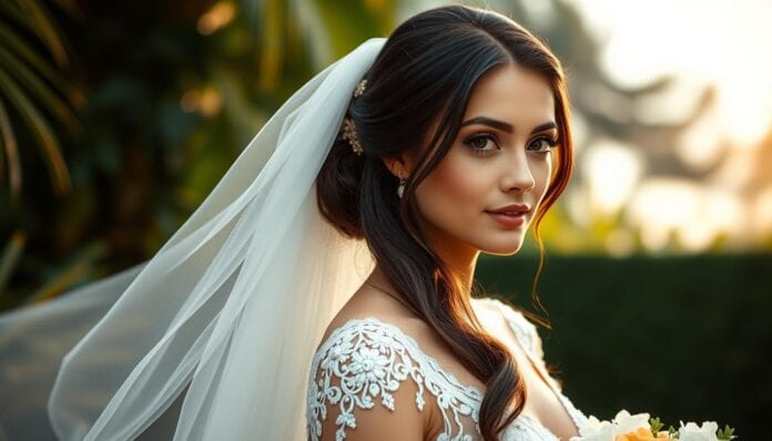 Brautfrisur glatte Haare offen