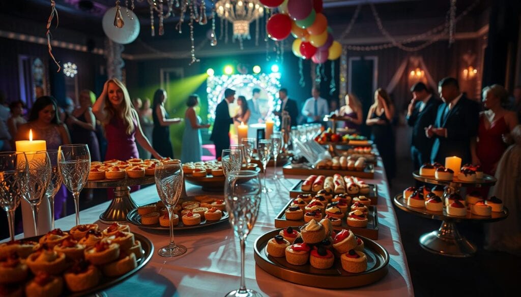 Hochzeitsfeier Snacks und Unterhaltung