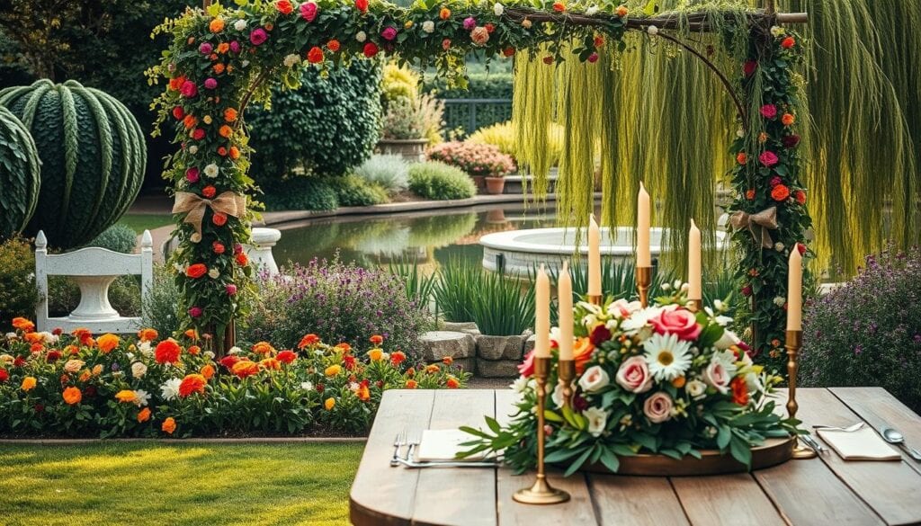 Kreative Gartenhochzeits-Fotokulisse Kreative Gartenhochzeits-Fotokulisse