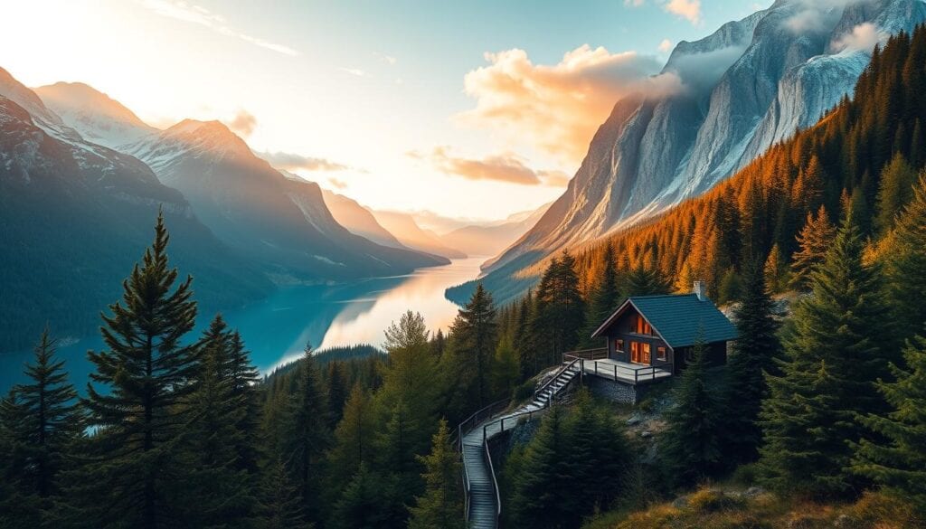 Skandinavische Flitterwochen Landschaft