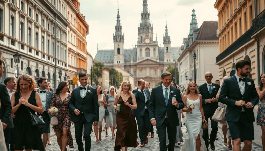 Hochzeitsgäste in Wien
