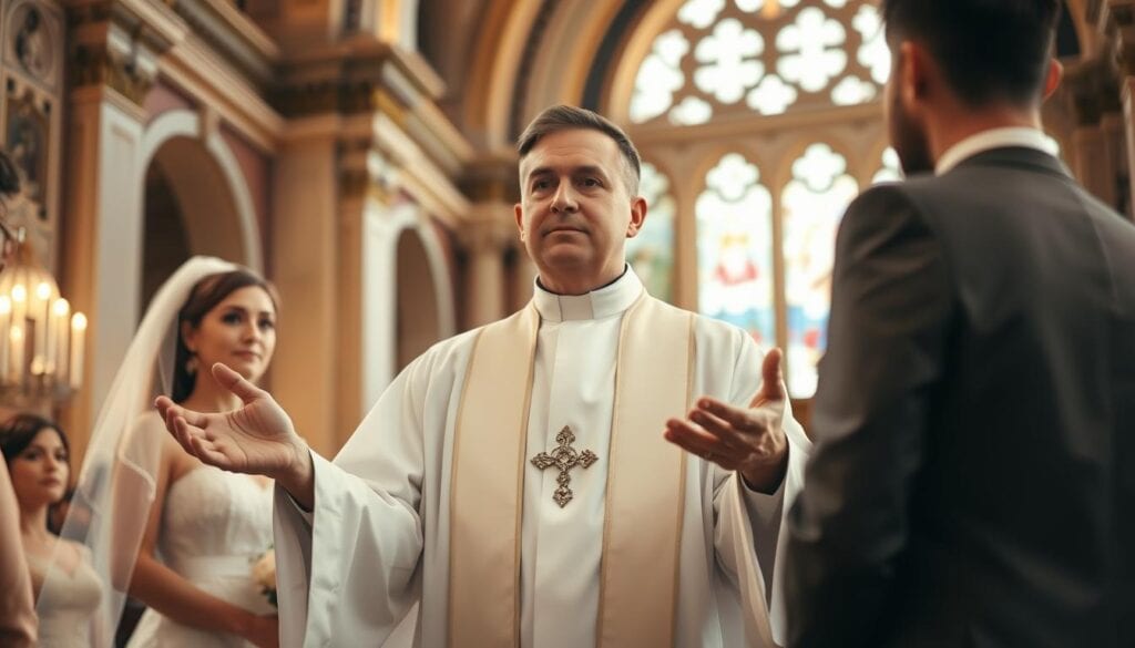 Pfarrer bei Hochzeitsgebeten