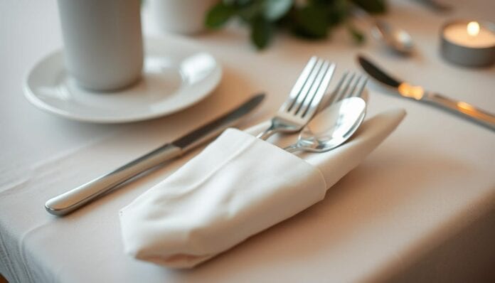 Servietten falten Bestecktasche