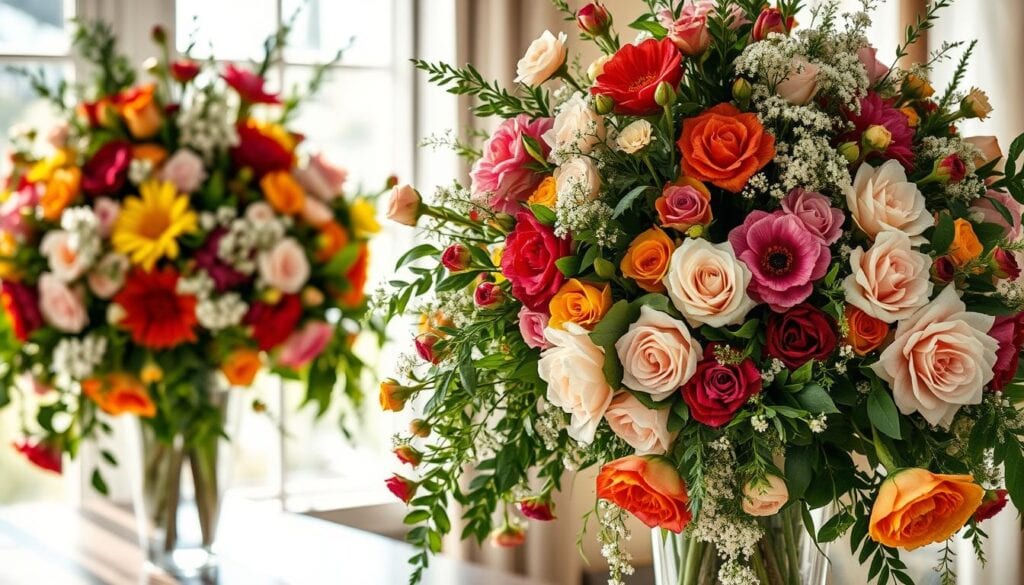 Sommerliche Blumenarrangements für Hochzeiten