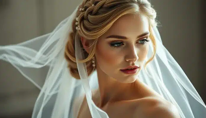 Romantisch Brautfrisuren mit Schleier