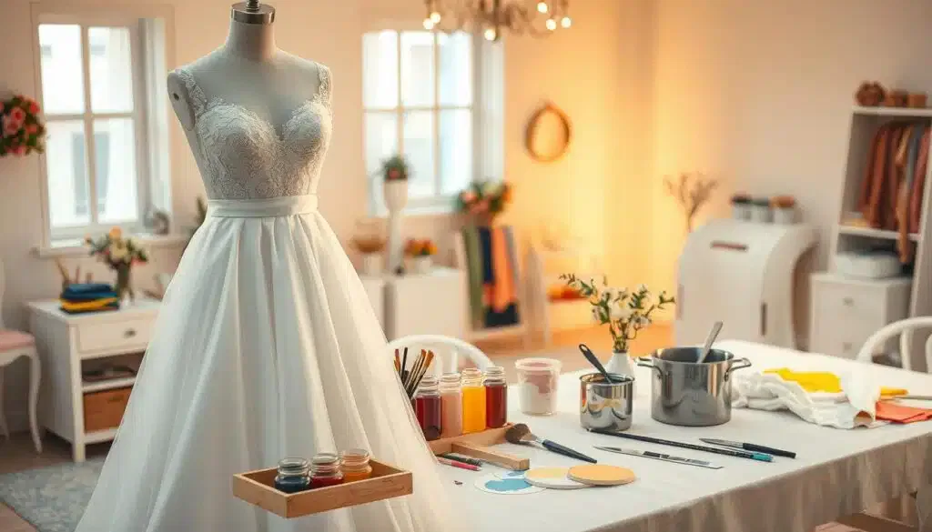 Schritt für Schritt Anleitung Brautkleid färben