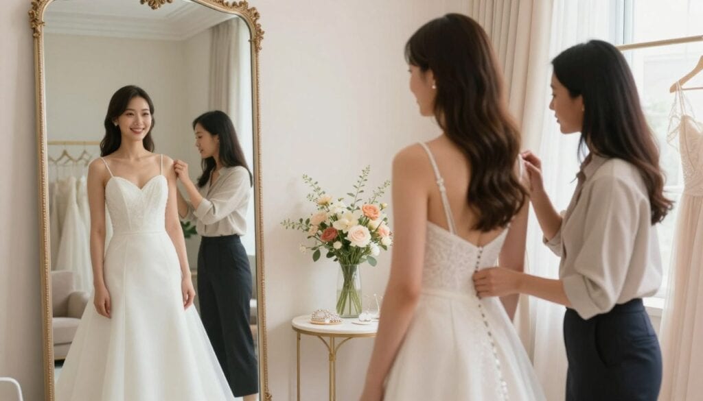 Kaufberatung und Anprobe Brautkleid