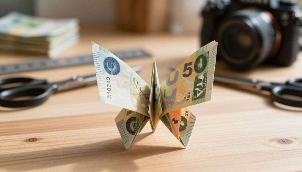 Schritt-für-Schritt Anleitung Geld falten Schmetterling