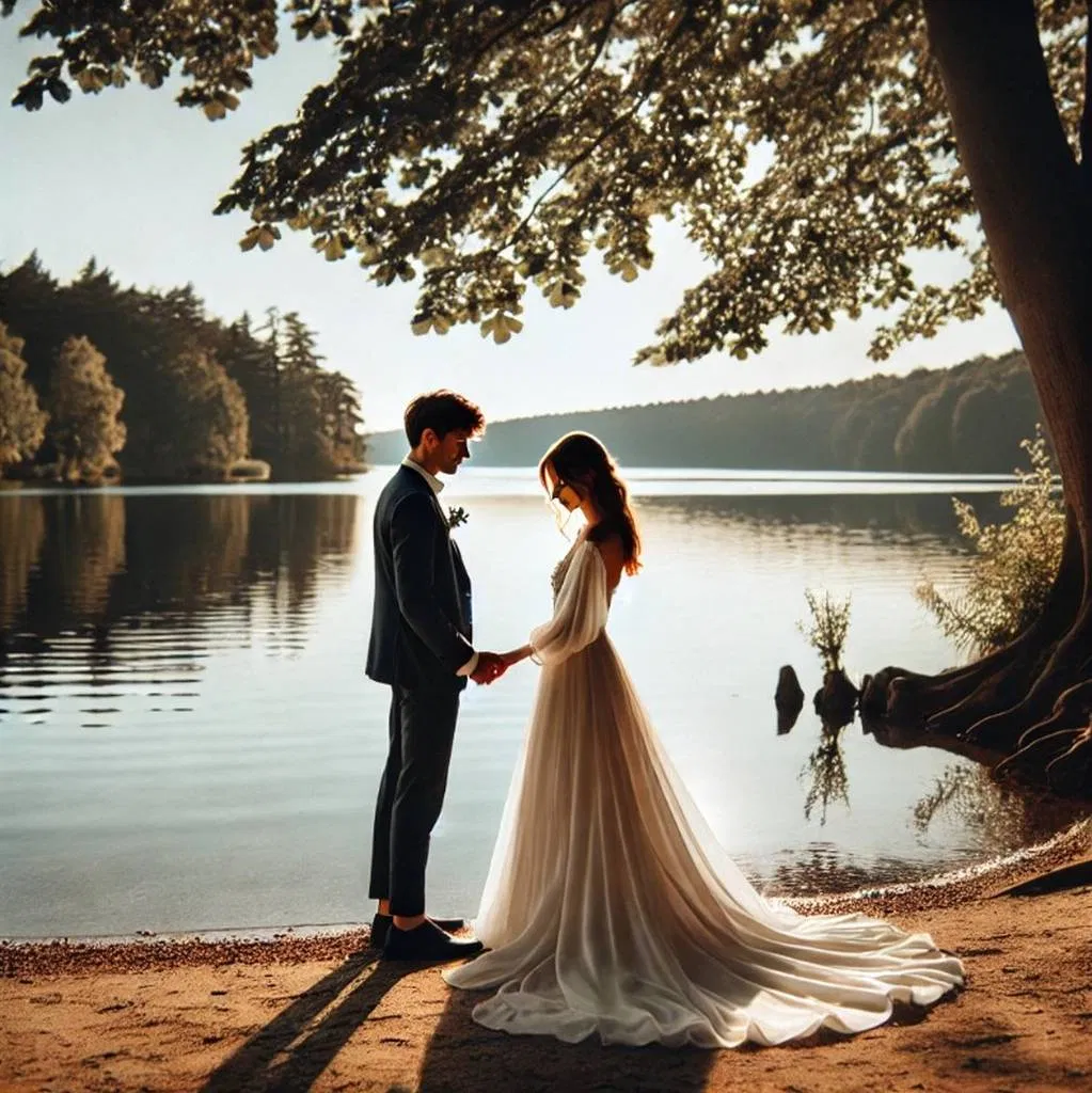Brautpaar am Ufer des Woblitzsees