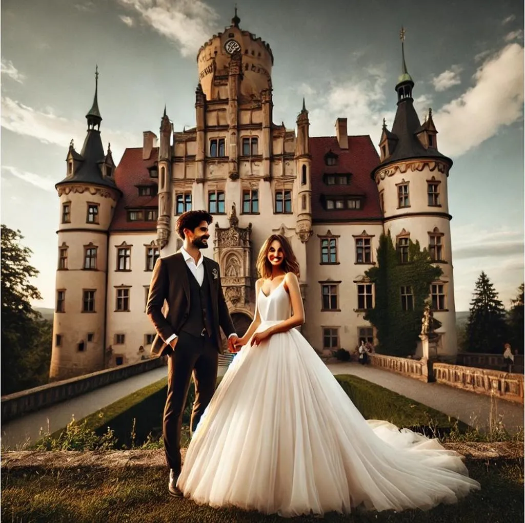 Brautpaar vor Schloss Greifenstein