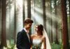 Wie du Stress bei der Hochzeitsplanung vermeidest romantische Hochzeitspaar im Wald