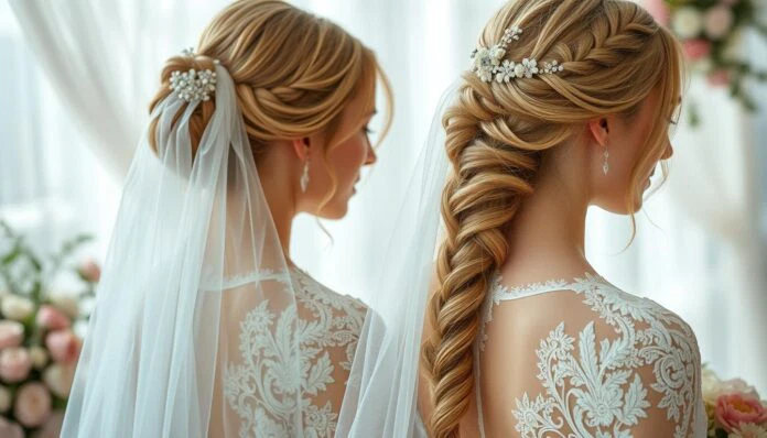 Lockere Brautfrisuren mit Schleier