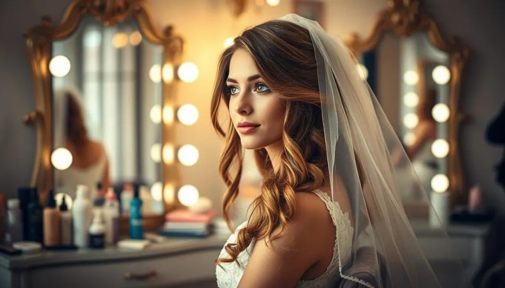 Lockere Brautfrisuren mit Schleier Vorbereitung Lockere Brautfrisuren mit Schleier Vorbereitung