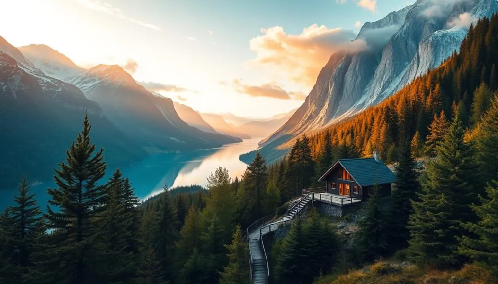 Skandinavische Flitterwochen Landschaft