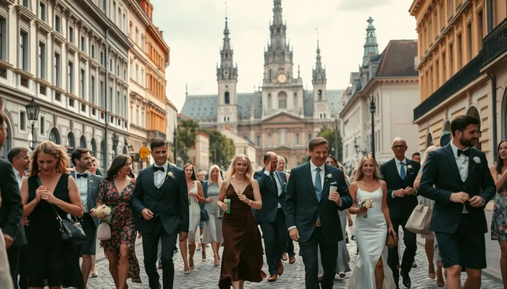 Hochzeitsgäste in Wien