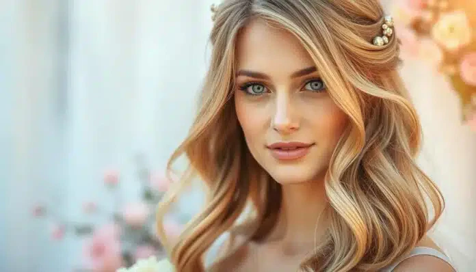 Brautfrisur-Boho-halboffen Brautfrisur Boho halboffen