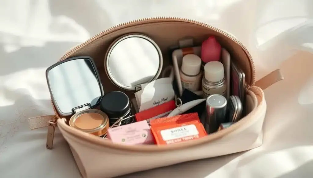 Persönliche Gegenstände in der Notfalltasche für die Braut Persönliche Gegenstände in der Notfalltasche für die Braut