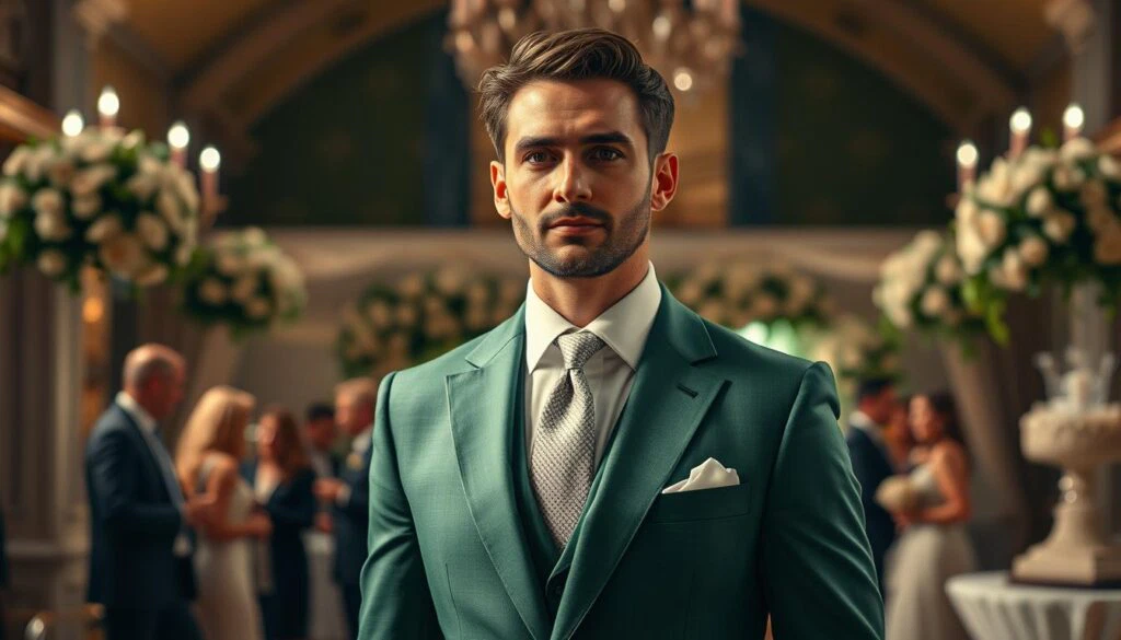 Hemd und Krawatte Kombination grüner Anzug